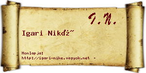 Igari Niké névjegykártya